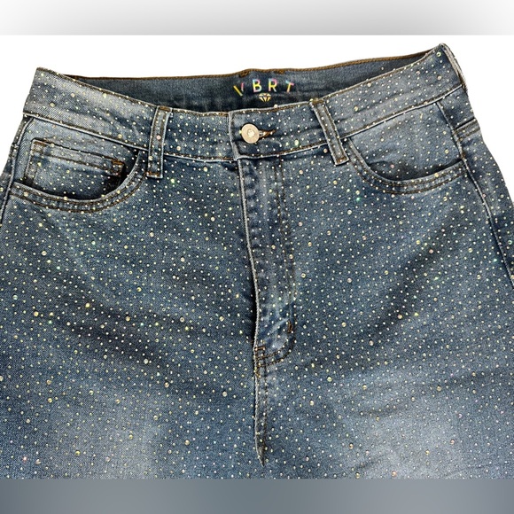 vbrt Denim - Vibrant VBRT Rinestone Jeweled Women’s Jeans High Waist Flare